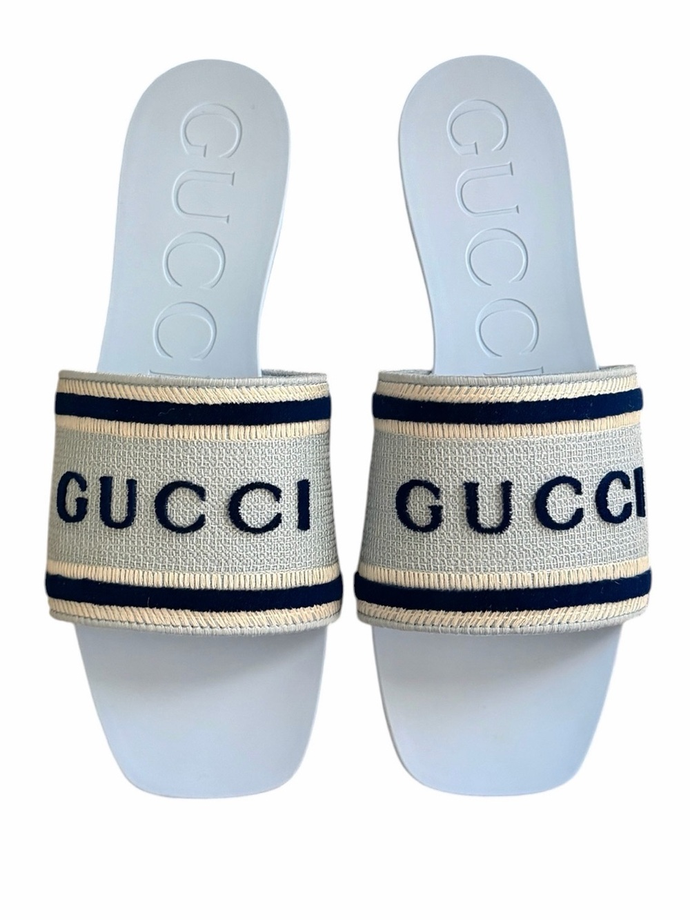 Gucci Luna Logo Cotton Canvas Sandals